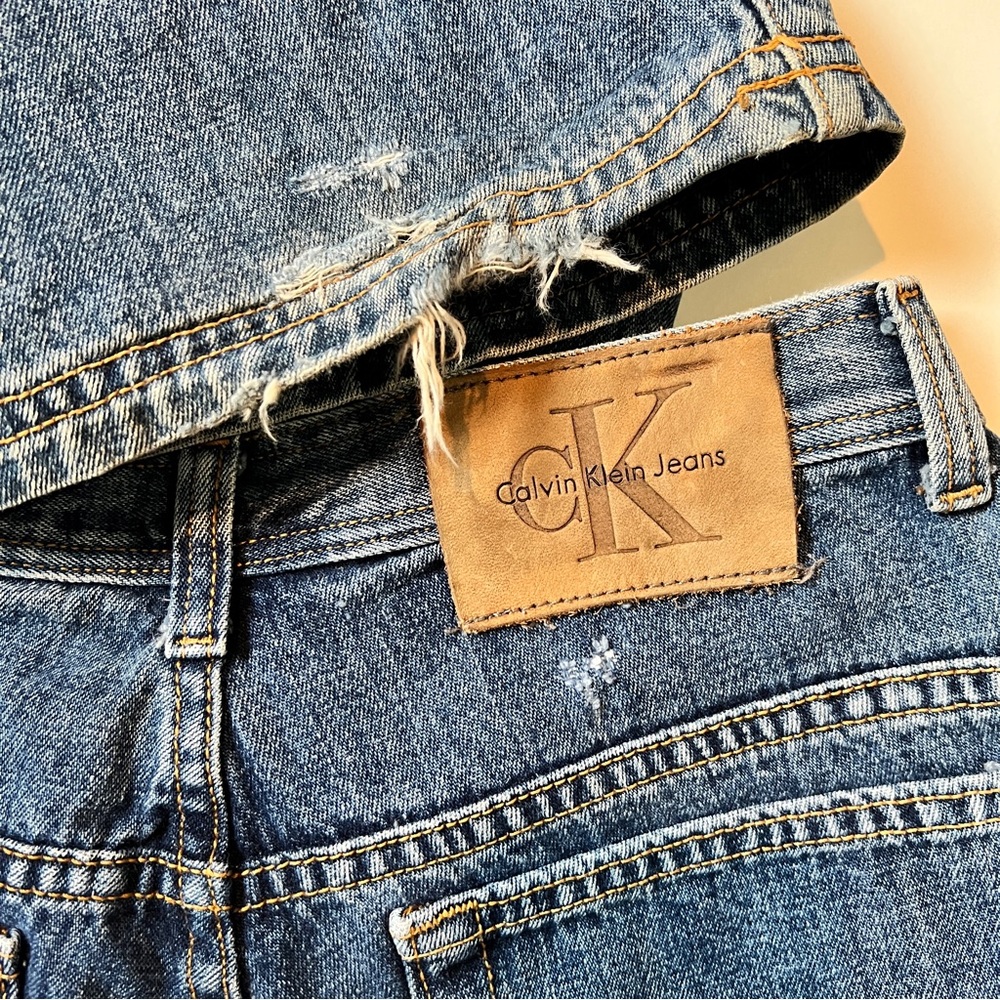 Vintage Calvin Klein Wide Leg Jeans with High-Waisted Fit - Picture 14 of 15